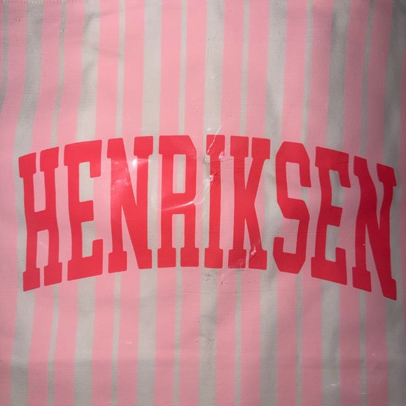 Large Ole Henriksen Pink Striped Tote Bag - Picture 3 of 5